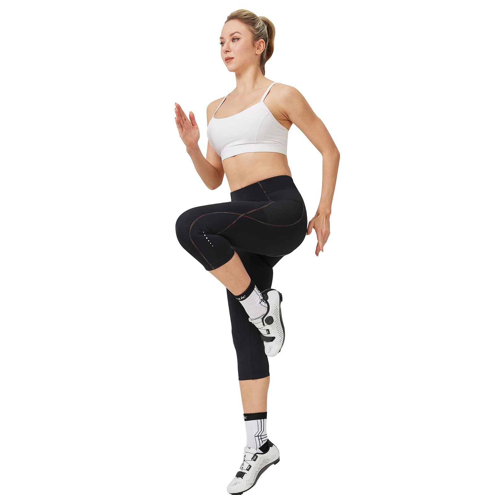 Santic Short de Cyclisme pour Femme - Short de Cyclisme rembourré 3/4 - Ao Dai
