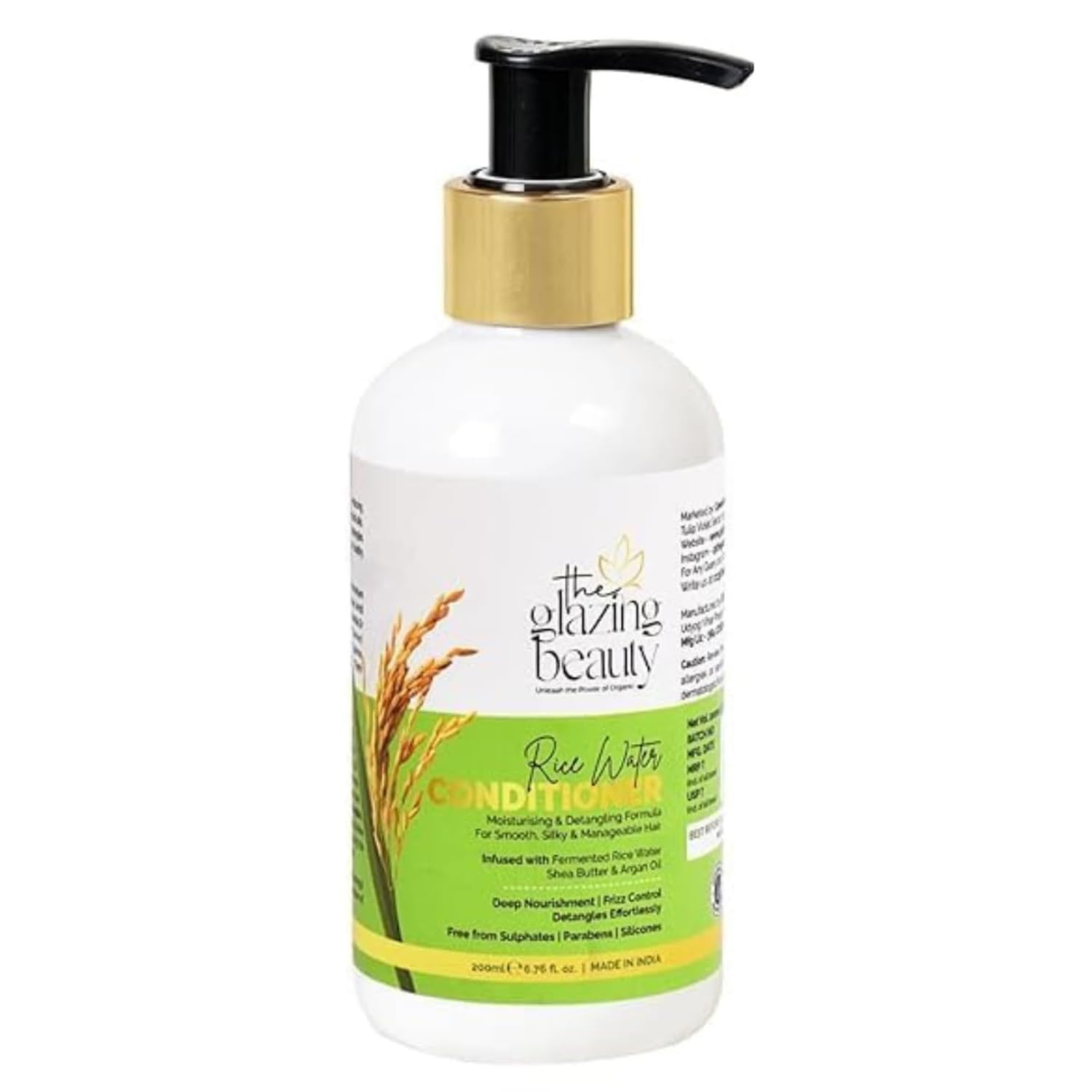 The Glazing Beauty Rice Water Hair Conditioner | Moisturising & Detangling Formula | Nourishes, Softens & Adds Shine | Sulphate & Paraben Free | 200ml (200ml)-image-37