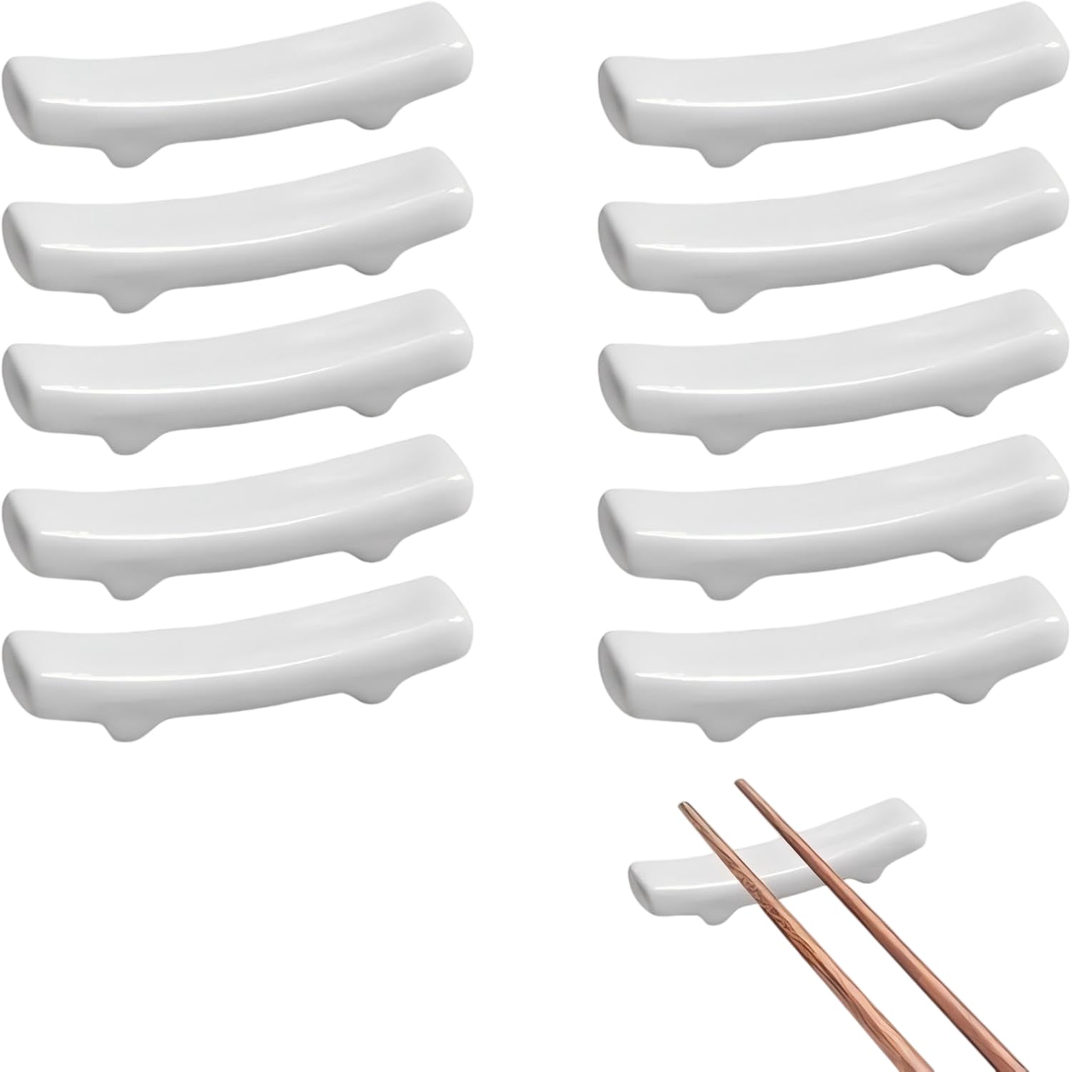 Baysihin10 Pcs White Porcelain Chopstick Rest Chinese Ceramic Chopstick Holder Chopsticks Rack for Chinese Food,Countertop Tableware Home Ornaments Decoration