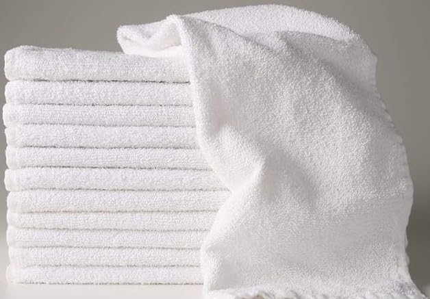 cottontail 425 GSM Quick Dry Solid Cotton 14 in X 21 in Face, Hand Towel Set (White) Pack of 4