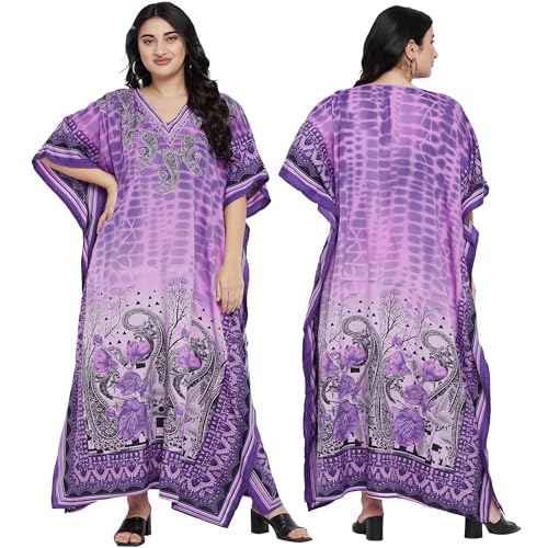 Image of Oussum Women Plus Size Kaftan Kimono Loose Maxi summer dresses for women Beach 3 /4 Sleeve Casual lounge dress Boho
