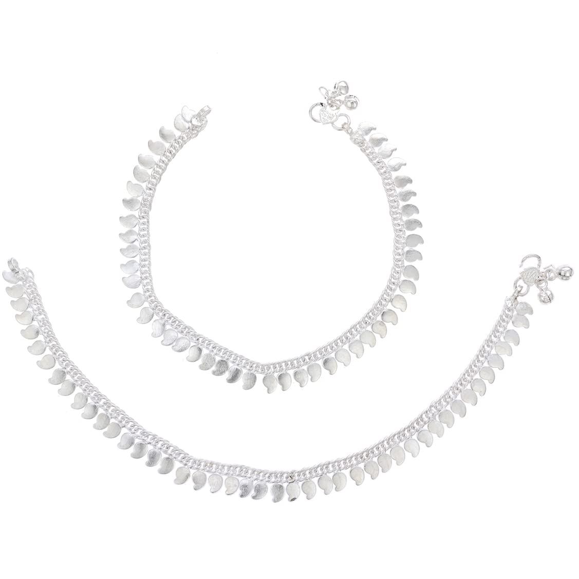 AanyaCentricSilver Plated Traditional Anklets Payal - Indian Classic and Stylish for Women and Girls