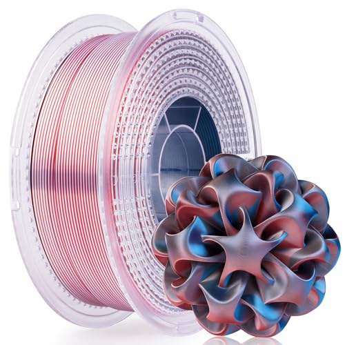 Image of AMOLEN Silk PLA 3D Printer Filament Bundle, Shiny Silkverse 4 Colors in 1 Filament 1.75mm Pack Multi Color from 4 Angles, Blue /Red /White /Black