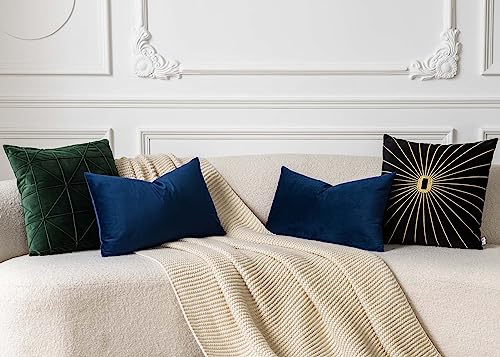 Juspurbet 16X24 Navy Blue Velvet Throw Pillow Cover Set Of 2,Decorative Soft Solid Cushion Cases For Couch Sofa Bed #TOP1