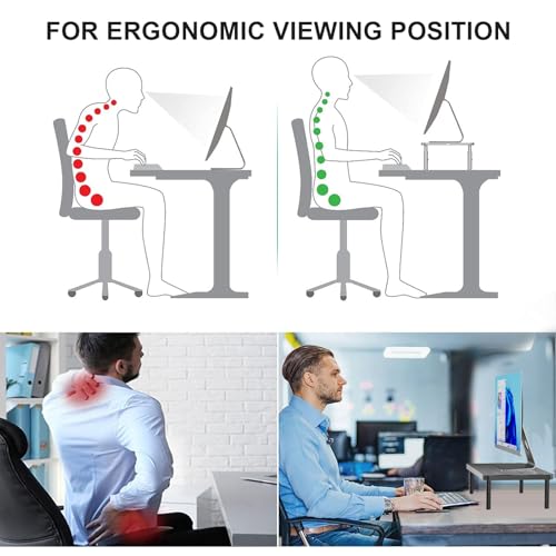 Image of WALI Monitor Stand Riser, Adjustable Laptop Stand Riser, 3 Height Adjustable Computer Monitor Stand Underneath Storage for Office, Home, School Supplies (PTT001-B), 1 Pack, Black