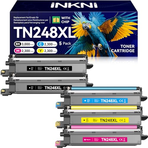 TN248XL Kompatible Ersatz für Brother TN-248XL TN248 für Brother MFC-L3760CDW Toner MFC-L3740CDWE HL-L3220CWE DCP-L3560CDW DCP-L3520CDWE MFC-L3740CDW (5er-Pack 2Schwarz 1Cyan 1Magenta 1Gelb)