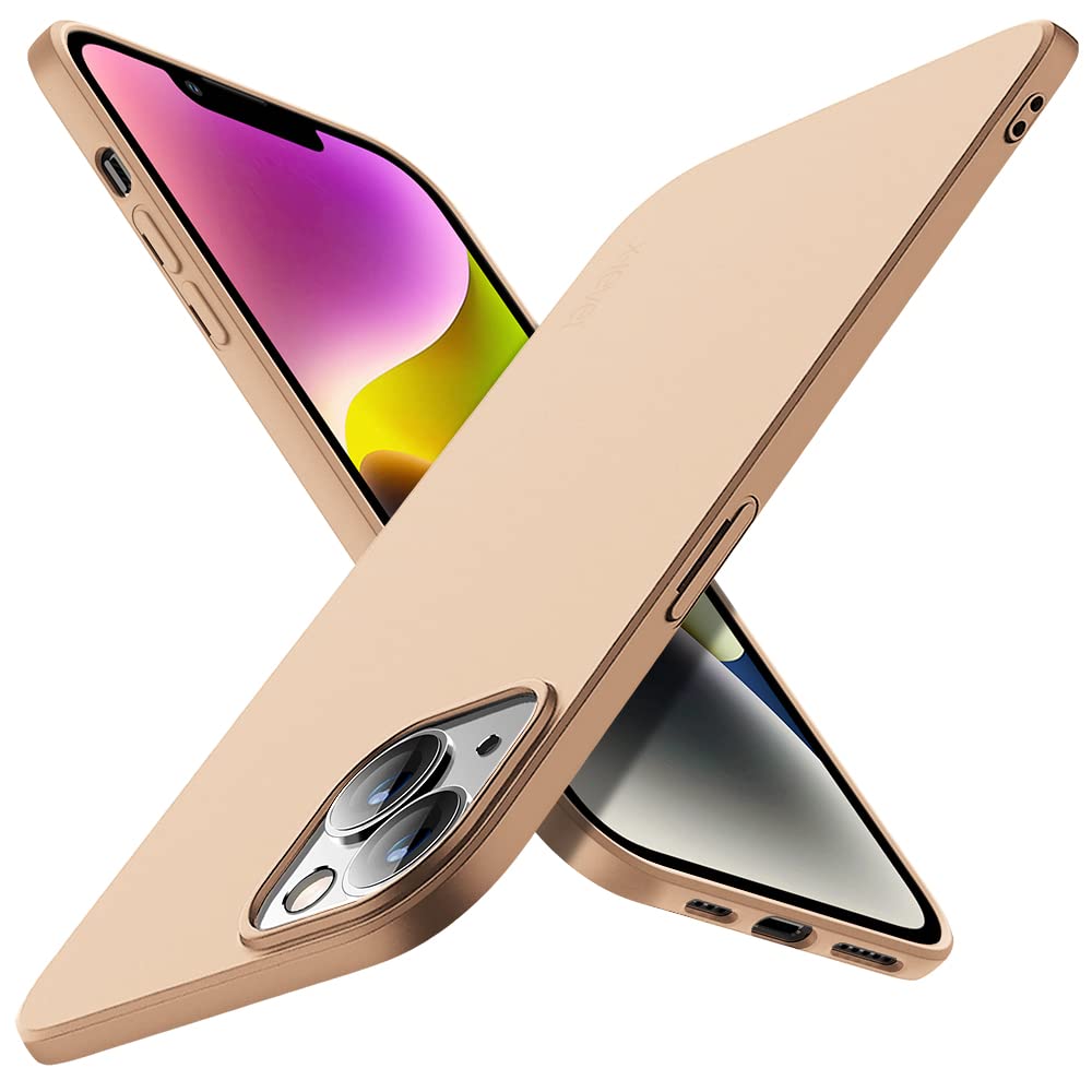 X-level Compatible iPhone 14 Plus Case Slim Fit Ultra-Thin [Guardian Series] Soft TPU Matte Finish Coating Phone Cases Lightweight Anti-Scratch Back Cover Grip 6.7" (2022)-Gold