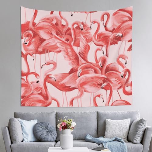 Grande tapisserie flamant rose 152x130cm EdWal Flamingo1 pour deco murale de salon