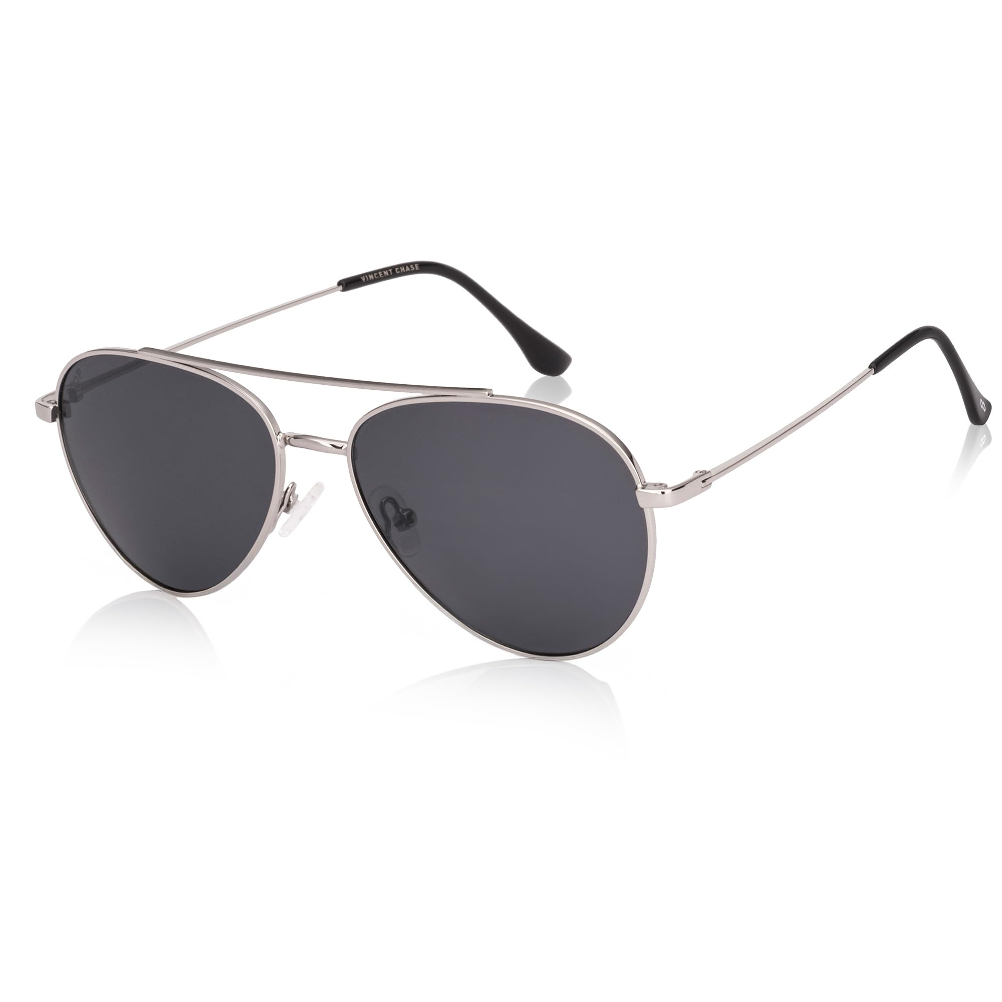 vincent chase eyewear Vincent Chase By Lenskart | Shiny Silver Full Rim Aviator | Polarized Stylish Sunglasses | 100% UV Protected| For Men & Women (Medium, VC S18689)-picture-35