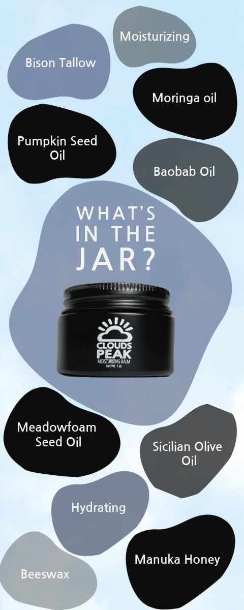 CLOUDS PEAK MOISTURIZING BALM with Bison Tallow and Manuka Honey, 1 Ounce (Pack of 1)