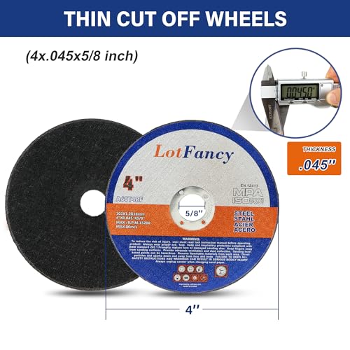 Lotfancy 12W-2903-Q Cut Off Wheels, 4 Inch, Pack Of 10, Angle Grinder Cutting Disc, Metal And Stainless Steel Cutting Wheels thumb #2