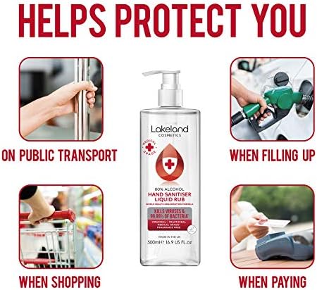 80% Alcohol Hand Sanitiser Rub - 3x 500ml - Kills 99% Bacteria, Germs - Sanitizer