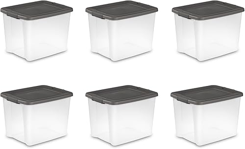 Sterilite 19376406 - Base y tapa de madera flotante de 50 cuartos de galón con cierres de platino, paquete de 6