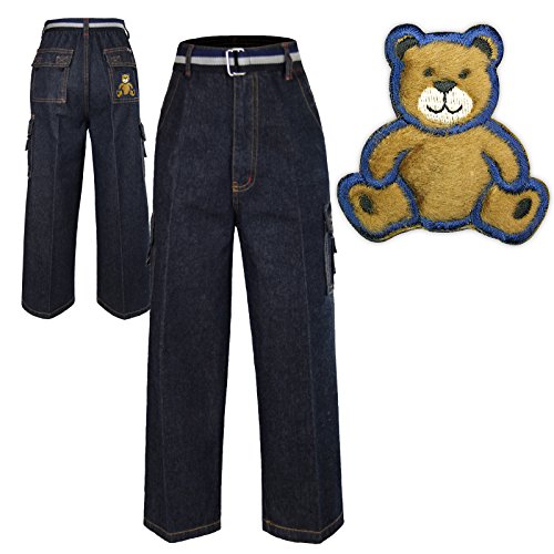 Boys Toddler Teen Denim Jeans Pants Bottom Belt Teddy Bear 2-14 Yrs - Main Image