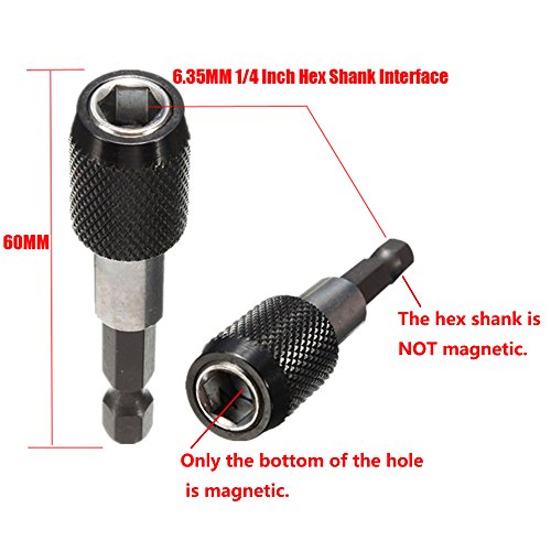Yakamoz Pack of 3 Pieces 1/4 Inch Hex Shank Magnetic Extension Chuck Adapter Quick Release Bar Socket Screwdriver Bit Holder