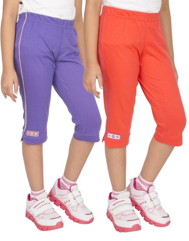 100% Coton Girls Capri Pack of- 2-image-23