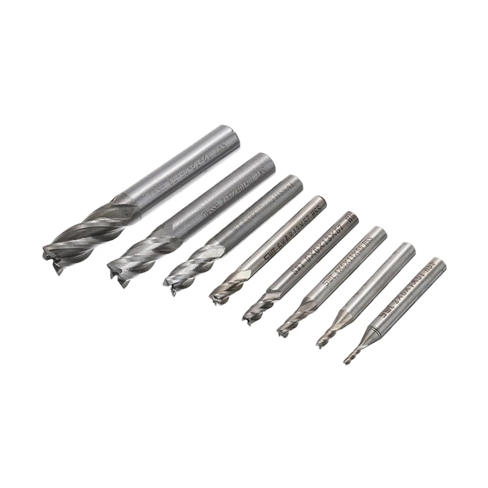 8PCS HSS Carbide Codolo cilindrico Fresa Kit Set 4 Flauto Fresa CNC Cutter Drill Bit Tool 2/3/4/5/6/8/10/12mm