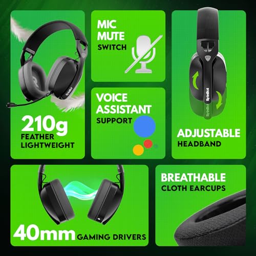 SpinBot Ranger HX500 Tri-Mode Wireless Gaming Headphones | Dual 2.4GHz + Bluetooth + Wired | 28ms Ultra Latency | Detachable Boom Mic | 25Hrs Play... - Image 6