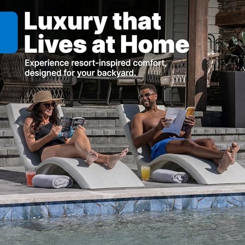 Image of Step2 Vero Pool Lounger, in-Pool Chaise Lounge Chair for Tanning Ledges up to 12 in, Outdoor Patio Chair, Weighted, Grey w /Speck
