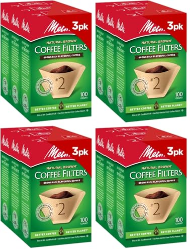 Image of Melitta #2 Cone Coffee Filters, Unbleached Natural Brown, 100 Count, 300 Total Filters - Packaging May Vary (Pack of 12)