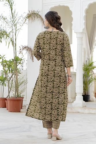 Image of Rangnavi Women's Pure Cotton Printed Straight Kurta with Pants and Dupatta Set | Ethnic Set | Suit Set | Kurta Set