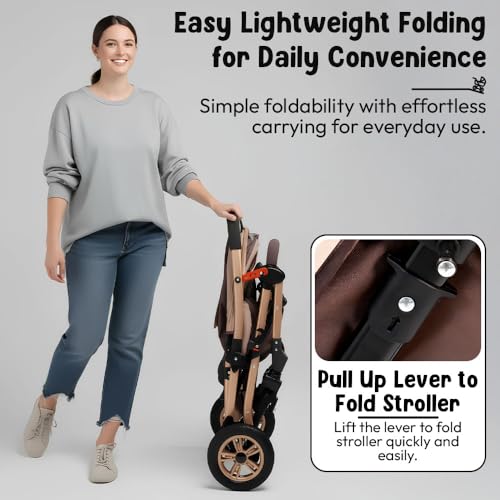 Image of StarAndDaisy Baby Strollers / Pram for 0-3 Year Boys & Girls with Foldable Design, Food Tray, 4 Wheel Suspension, Easy to Convertible& Adjustable Seat, 5 Point Safety Belt, Light Weight & Convenient-Beige