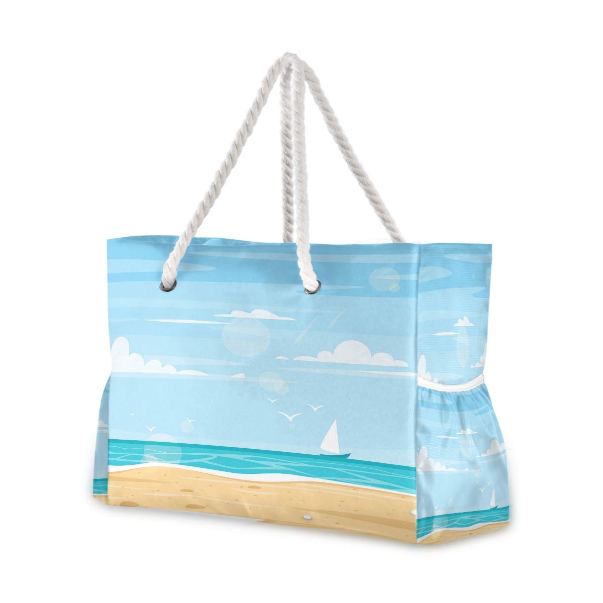 Bolsas de playa grandes de lona, bolsa de hombro, fondo de orilla del mar, bolsas resistentes al agua para gimnasio, viajes diarios, De Sea Shore, Talla única