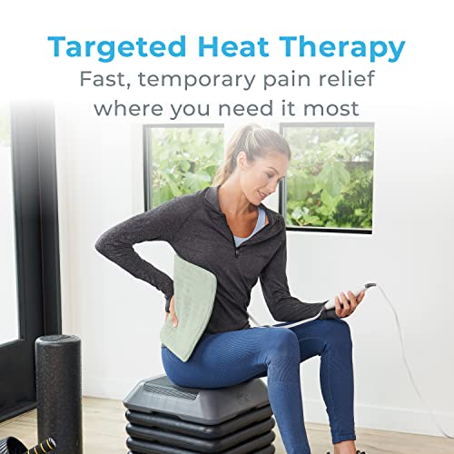 Image of Pure Enrichment PureRelief XL Heating Pad - 12 inch x 24 inch Electric Heating Pad for Back Pain & Cramps, 6 Heat Settings, FSA /HSA Eligible, Soft Machine Wash Fabric, Auto-Off & Moist Heat (Zen Green)