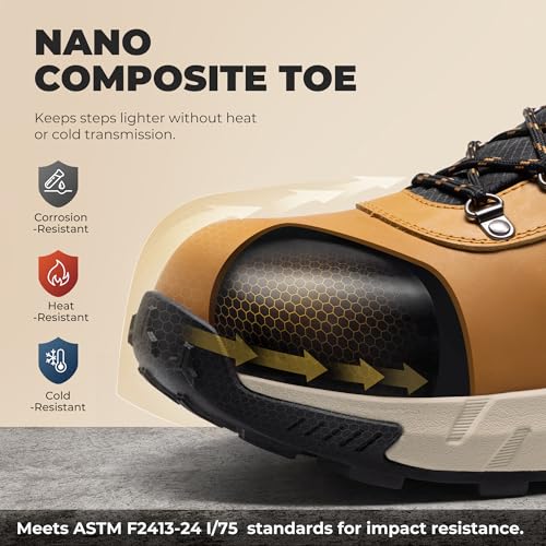 Image of NORTIV 8 Composite Toe Boots for Men Work Boots Anti-Fatigue Waterproof Lightweight Non-Slip ASTM F2412-24 for Warehouse Construction DriftShield-nano