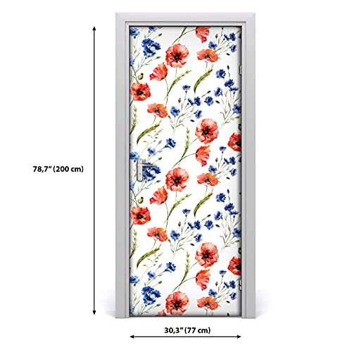 Décoration imperméable pour la porte 77x200cm coquelicots
