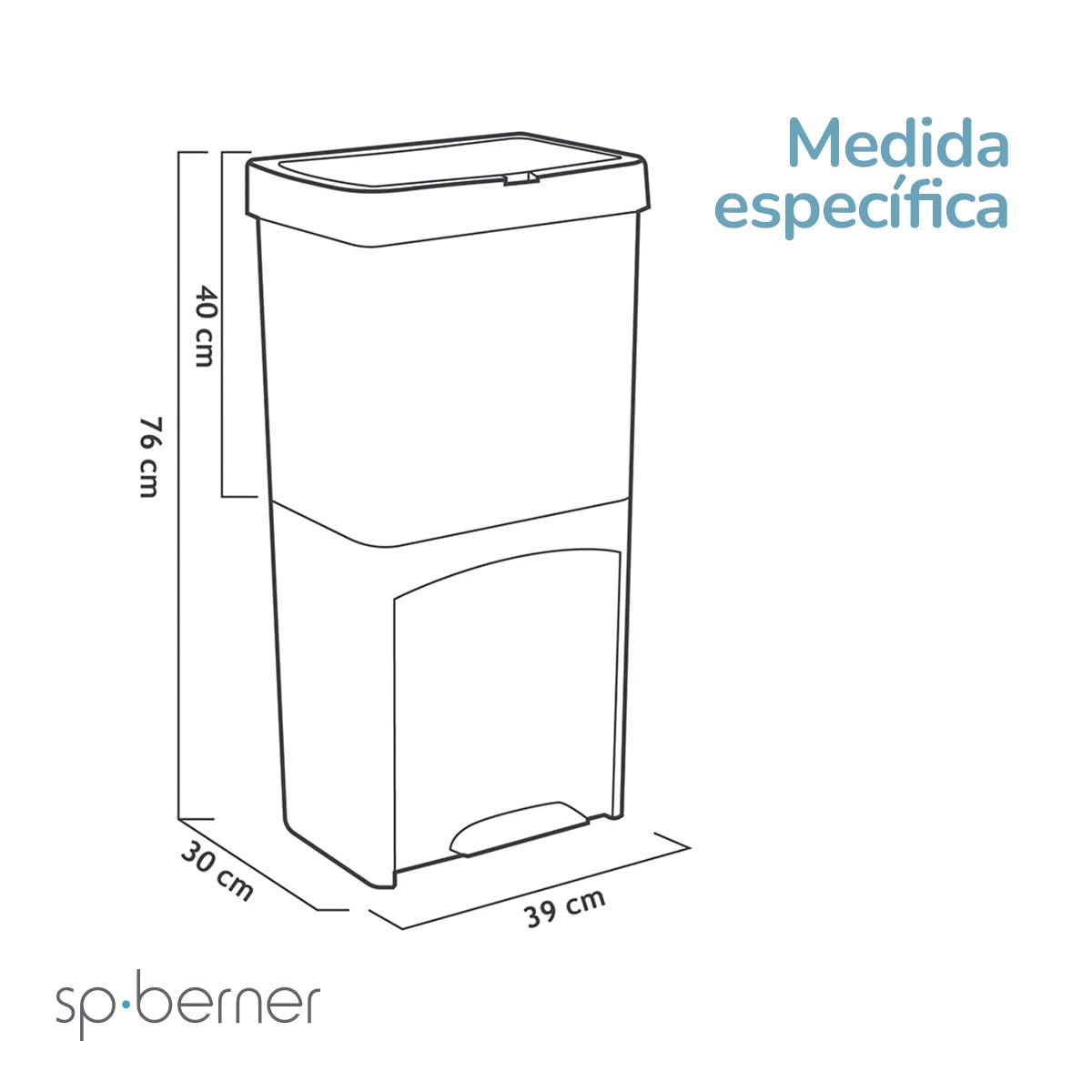 SP Berner - Cubo de Reciclaje de Gran Capacidad 70L - Contenedor Robusto con Tapa Hermética para Interior y Exterior - Fácil de Limpiar e Ideal para Hogar y Oficina - Fabricados en España