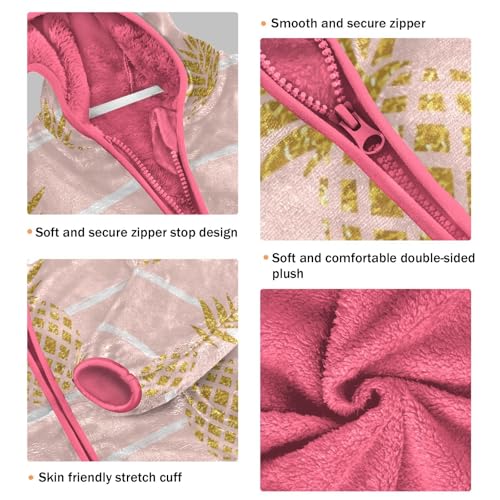 OTVEE Gold Pineapple on Striped Kids Hoodie Jacket Fall Spring Full Zip Warm Outwear Coat3