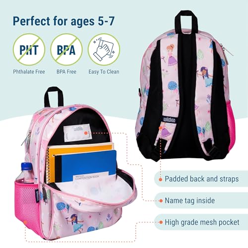 Image of Wildkin 15 Inch Backpack for Kids, Fairy Garden | Ages 5-10, padded straps, side water bottle pocket - coordinates with matching Wildkin lunch boxes