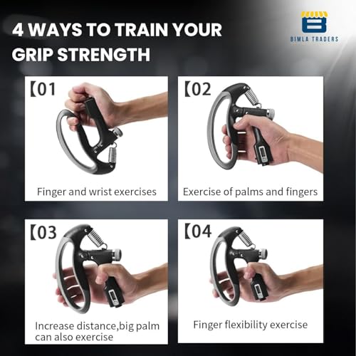 Image of CRAE Hand Gripper with Counter - Adjustable Grip Strengthener, 100 KG Capacity for Forearm, Wrist & Finger Workout Men & Women (Black)