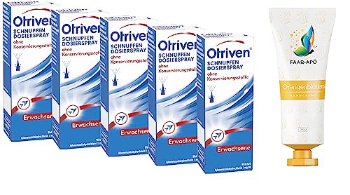 Otriven Nasenspray 0 1% Sparpack 5 X10 ml inkl. einer hochwertigen Handcreme Marke Faar-Apo