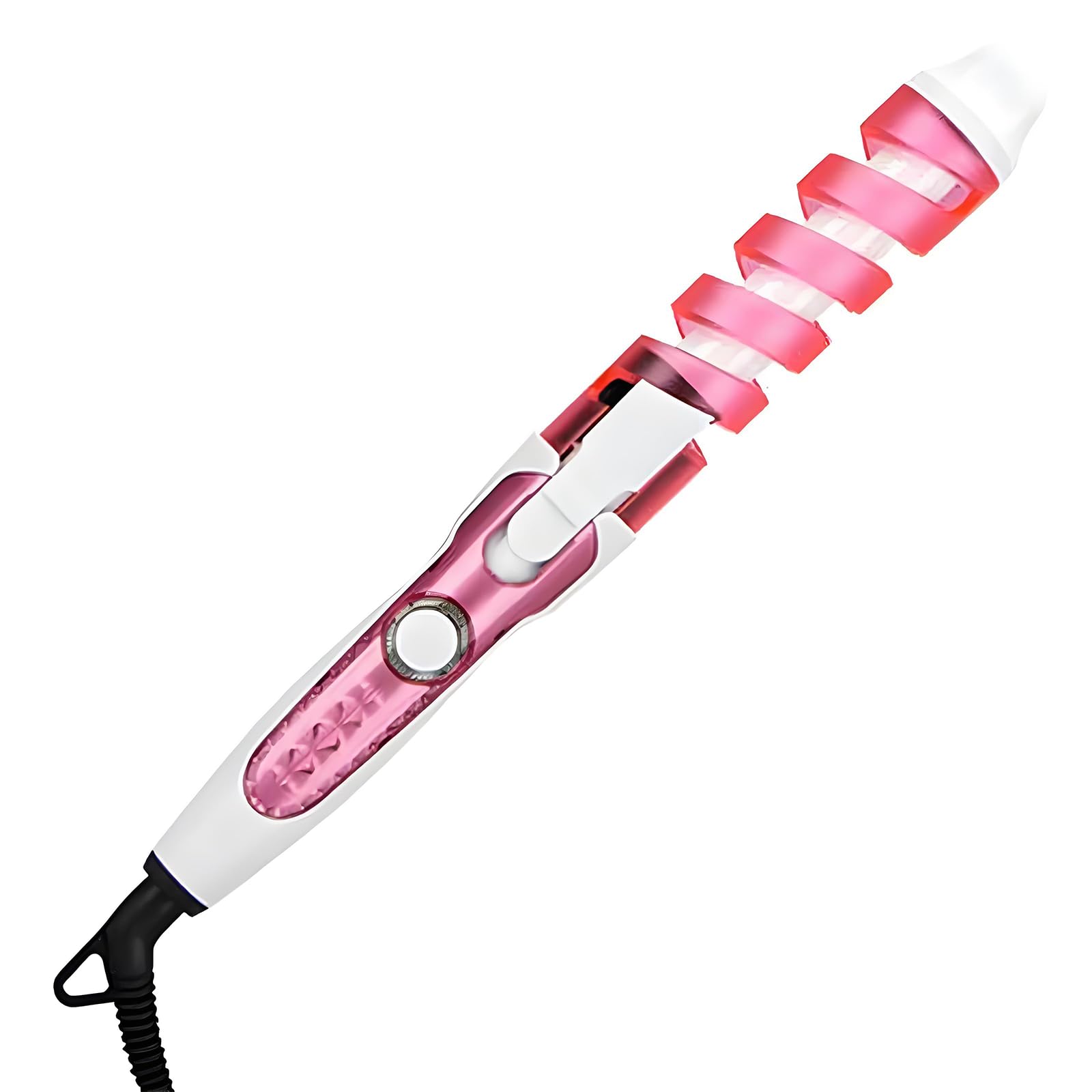 Electric Hair Curling Wand, Spiral Hair Curler with Rapid Heat-up, Negative Ion Technology for Smooth, Frizz-Free Curls, Ideal for Home and in Salons, Intelligent Temperature Control (Pink)