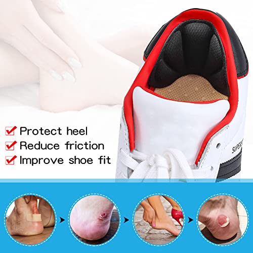 Image of Adhesive Back of Heel Cushion Pads, Heel Grips Inserts for Too Big Loose Shoes, Heel Guards Liners for Women Men, 4pcs-Black+4pcs-Black
