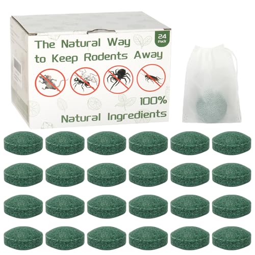 Mouse Rodent Repellent 24pcs, Peppermint Lemon Oil Mice Repellent for Squirrel Rats Spider Pests,...