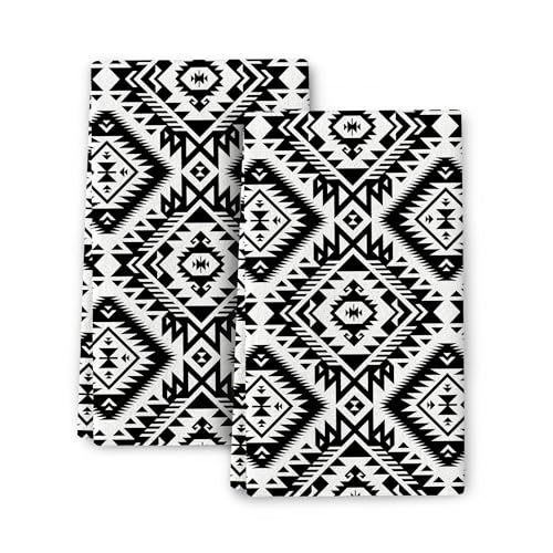 Cukemip Kitchen Towels Decorative Set Black White Native American Tea Towels Set of 2 Soft Absorbent Hand Towels Gifts Holiday F