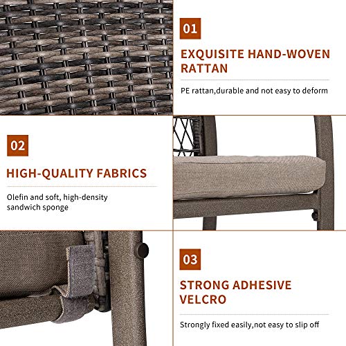 Pamapic 7 Piece Patio Dining Set, Outdoor Dining Table Set, Patio Wicker Furniture Set For Backyard Garden Deck Poolside/Iron Slats Table Top, Removable Cushions(Beige) #TOP2