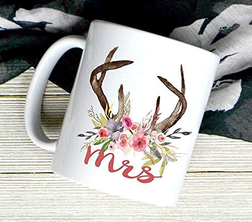 Mrs Antler Coffee Mug Cute Mug for Menrs Gift for Womanife Hunters Wife Gift Cute Coffee Mug Bridal Gift Gift for Bride Countr