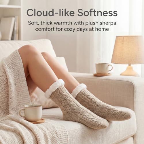 Image of The Metluks Women's Fuzzy Slipper Socks with Non-slip Grippers, Sherpa Lined Warm Cozy Gift Socks