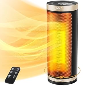 Space Heater Indoor, OWAAE 1500W PTC Portable Electric Heater with Adjustable Thermostat and Timer, Quick 2-Second Heat-up for Spacious Rooms, heater for office, and Bedrooms