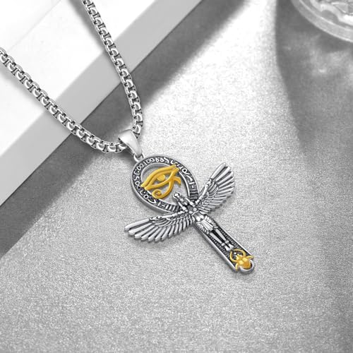 Ankh Necklace 925 Sterling Silver Ankh Cross Pendant Necklace Religious Ankh Protection Egyptian Jewelry Gifts for Men Women3