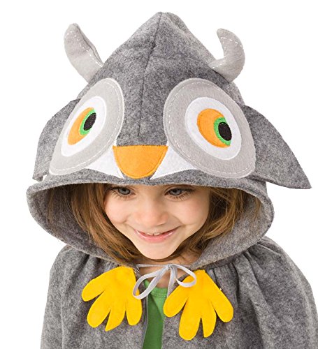 Magic Cabin Forest Friend Animal Dress Up Costume Cloak Cape for Kids, Polyester Felt, 38'' L - Owl