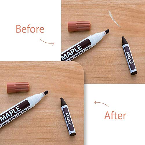 Ram-Pro Furniture Markers Touch Up Repair System - 12Pc Scratch Restore Kit - 6 Felt Tip Wood Markers, 6 Wax Stick Crayons | Colors: Maple, Oak, Cherry, Walnut, Mahogany, Black