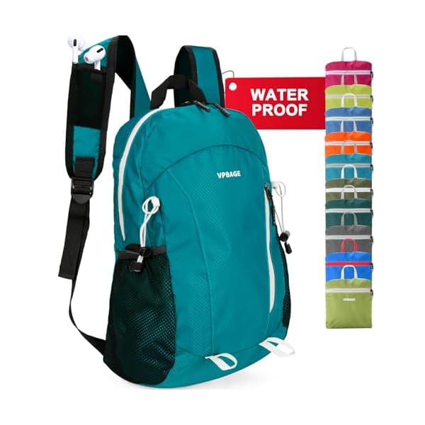 15L-Waterproof-Hiking-Daypack-Small-Backpack-Travel-Outdoor-Lightweight-Day-Pack-with-Tool-Loops VPBAGE 15L Water-resistant Hiking Daypack, Small Backpack Travel Outdoor, Lightweight Day Pack with Tool Loops