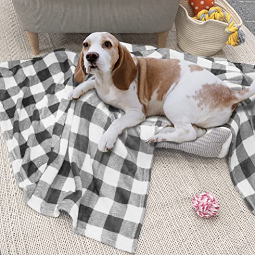 Pavilia Buffalo Plaid Throw Blanket For Sofa Couch | Soft Flannel Fleece Grey White Checker Plaid Pattern Decorative Throw | Warm Cozy Lightweight Microfiber | 50 X 60 Inches #TOP6