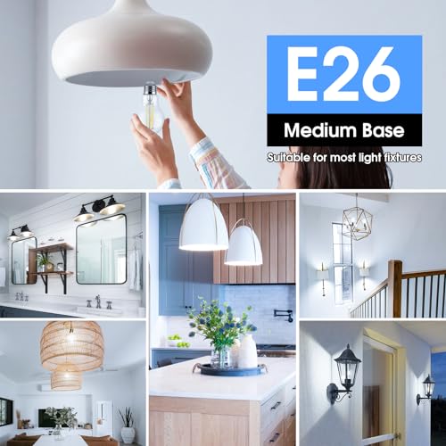 Maxvolador NC-FA19-0650-4 60W Equivalent E26 Led Filament Light Bulbs, 850Lm Daylight White 5000K Led Edison Bulb thumb #3
