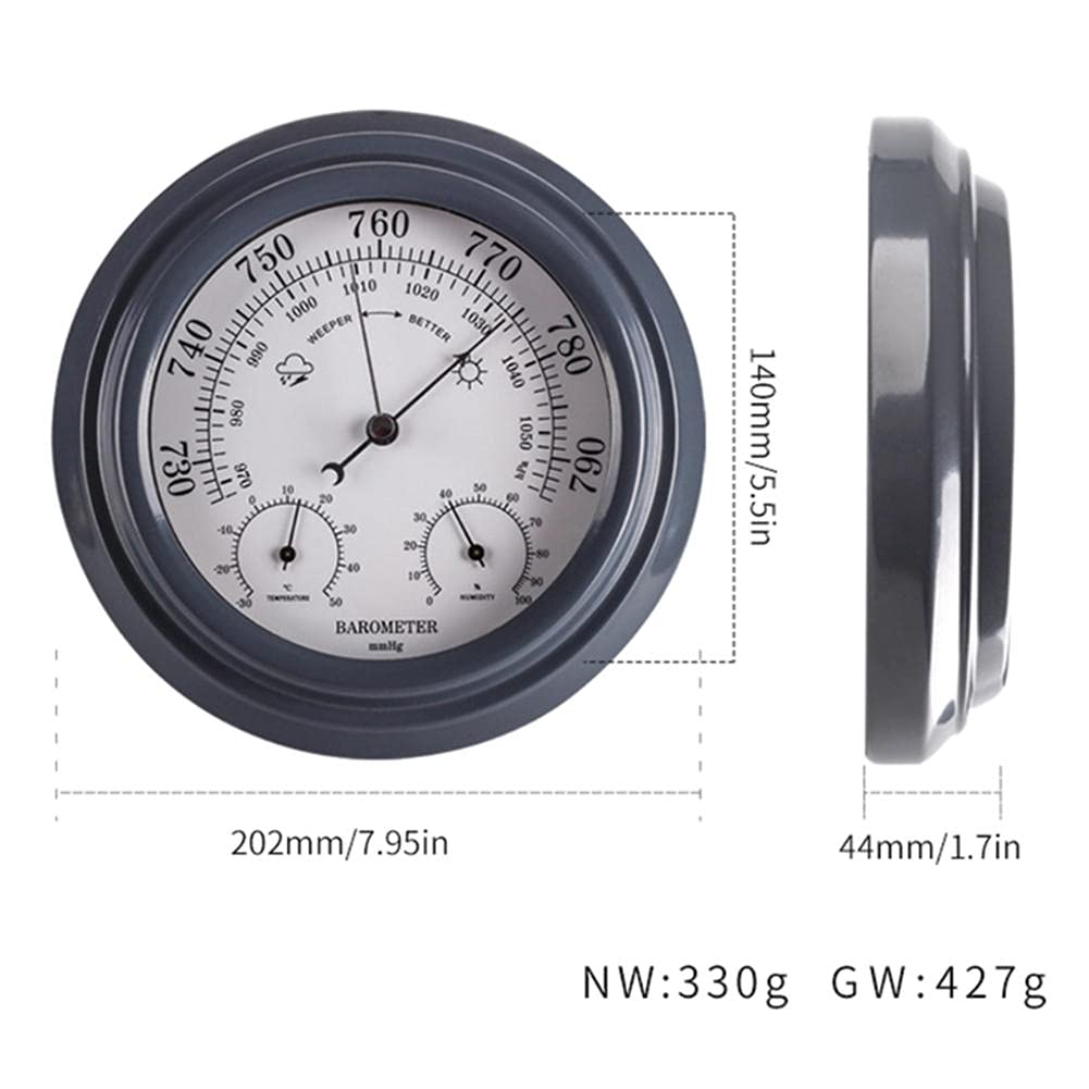 Barometri strumenti meteorologici, barometro, barometro da parete in metallo da 202 mm, termometro igrometro 3 in 1, stazione meteorologica digitale da parete con barometro
